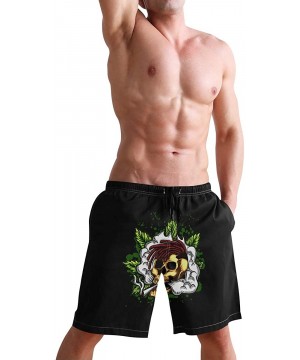 Mens Surfing Shorts Mexican Hat Swim Trunks Shorts - Marijuana Leaf Skull Flame - C818XD93OL0 $19.50-Board Shorts