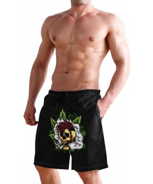 Mens Surfing Shorts Mexican Hat Swim Trunks Shorts - Marijuana Leaf Skull Flame - C818XD93OL0 $19.50-Board Shorts