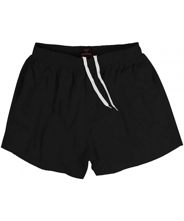 Men Swim Trunks Short with Mesh Lining Solid Bathing Suit 3" - Pack of 2 Black/Navy - CD198GOM7XQ $18.02-Trunks