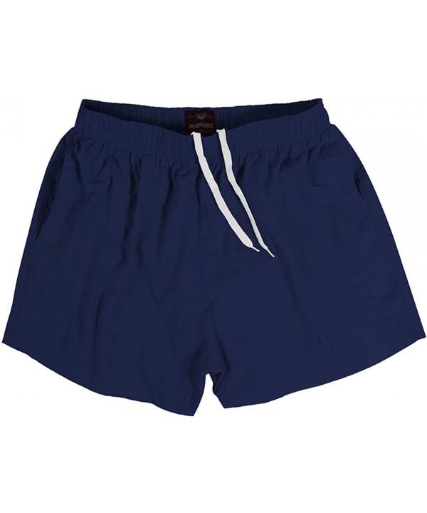 Men Swim Trunks Short with Mesh Lining Solid Bathing Suit 3" - Pack of 2 Black/Navy - CD198GOM7XQ $18.02-Trunks