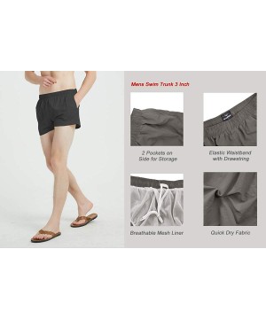 Men Swim Trunks Short with Mesh Lining Solid Bathing Suit 3" - Pack of 2 Black/Navy - CD198GOM7XQ $18.02-Trunks