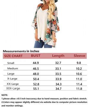 Womens Floral Chiffon Kimono Cardigans Loose Beach Cover Up Half Sleeve Tops - Grey+floral - CP193AMM88Z $12.68-Cover-Ups