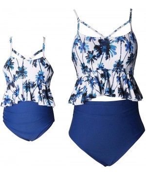 Girls Two Piece Swimsuits Tankini Swimwear Bathing Suit Set - Floral + Navy 05 - CX1966W79OH $15.88-Sets