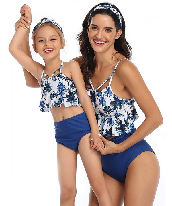 Girls Two Piece Swimsuits Tankini Swimwear Bathing Suit Set - Floral + Navy 05 - CX1966W79OH $15.88-Sets