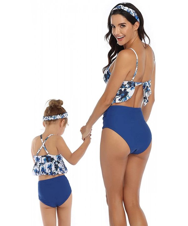 Girls Two Piece Swimsuits Tankini Swimwear Bathing Suit Set - Floral + Navy 05 - CX1966W79OH $15.88-Sets