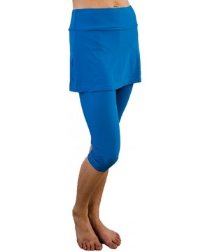 Women's Skirted Swim Capri Leggings | Modest Swim Capris | UPF 50+ - Royal Blue - CK1974ODD9O $44.20-Bottoms