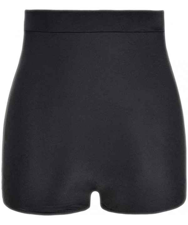 Ultra High Waisted Bikini Bottom 50s Ruched Boyleg Tankini Swimsuit Bottom - Black - CP193YE6DC4 $16.45-Tankinis