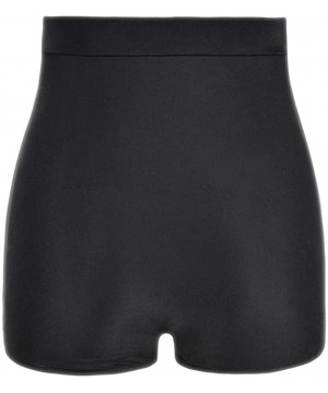 Ultra High Waisted Bikini Bottom 50s Ruched Boyleg Tankini Swimsuit Bottom - Black - CP193YE6DC4 $16.45-Tankinis