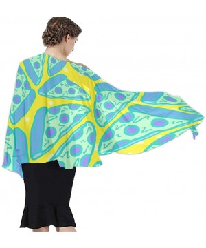 Women Luxury Chiffon Swimwear Cover Up- Oversize Beach Sarong Shawl Wrap - Pizza Pattern - CK19C4NN4N7 $19.80-Cover-Ups