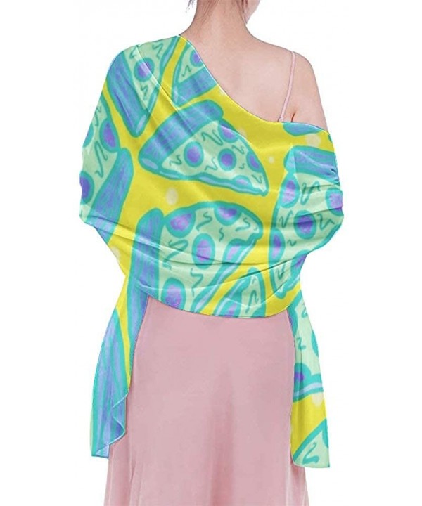 Women Luxury Chiffon Swimwear Cover Up- Oversize Beach Sarong Shawl Wrap - Pizza Pattern - CK19C4NN4N7 $19.80-Cover-Ups