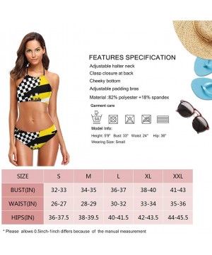 Womens Bikini Set Play Cards Heart Spades Four Aces Halter Two Piece Swimwear - Checkered Racing Flag Car Tire - C7190THIXUR ...