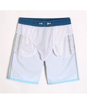 Men's Casual Printed Quick Dry Beach Hawaiian Swim Trunks - Light Blue - CP19C8AOY9I $12.61-Trunks