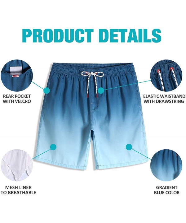 Men's Casual Printed Quick Dry Beach Hawaiian Swim Trunks - Light Blue - CP19C8AOY9I $12.61-Trunks