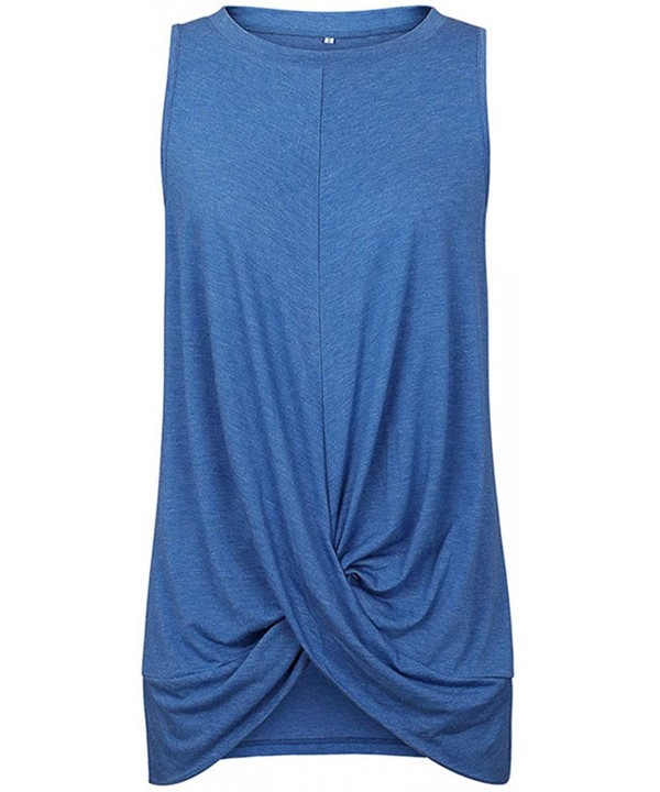 Womens Sexy Tie Dye Sleeveless Tank Top Casual Loose V Neck Cross Front Blouse - 625-blue - CZ199OEATIC $21.55-Tops