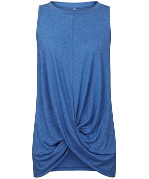 Womens Sexy Tie Dye Sleeveless Tank Top Casual Loose V Neck Cross Front Blouse - 625-blue - CZ199OEATIC $21.55-Tops