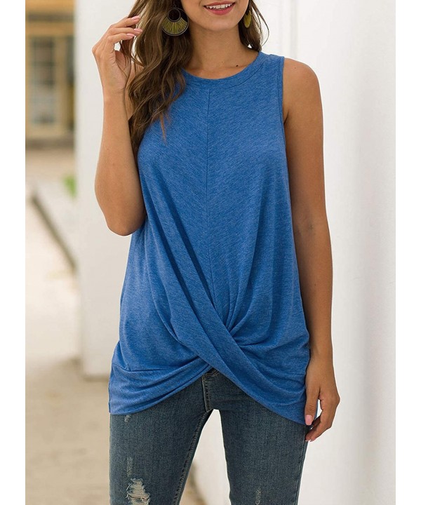 Womens Sexy Tie Dye Sleeveless Tank Top Casual Loose V Neck Cross Front Blouse - 625-blue - CZ199OEATIC $21.55-Tops