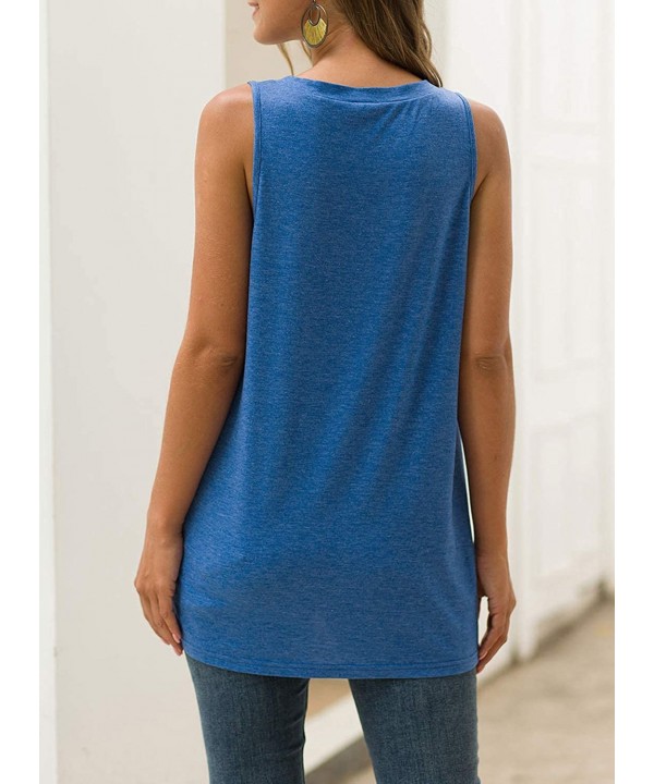 Womens Sexy Tie Dye Sleeveless Tank Top Casual Loose V Neck Cross Front Blouse - 625-blue - CZ199OEATIC $21.55-Tops