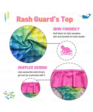 Girls Long Sleeve Rashguard Swimsuit Set Two Piece Beach Bikinki Swimwear Bathing Suits with UPF 50+ 2 8 Years Rainbow - CQ19...