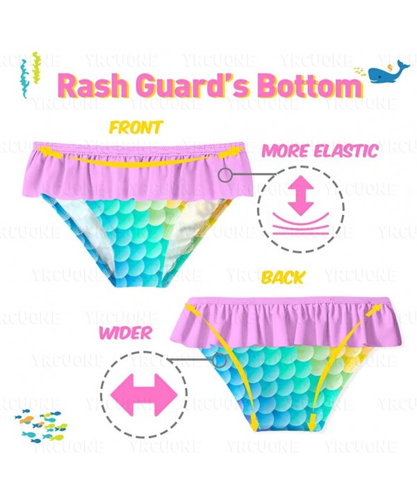 Girls Long Sleeve Rashguard Swimsuit Set Two Piece Beach Bikinki Swimwear Bathing Suits with UPF 50+ 2 8 Years Rainbow - CQ19...