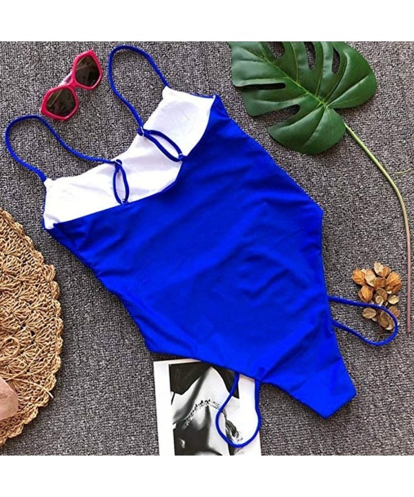 Women High Cut One Piece Swimsuits Strappy High Waisted Cheeky Bathing Suit Swimwear - Royal Blue - C918G0MK5E2 $14.71-One-Pi...