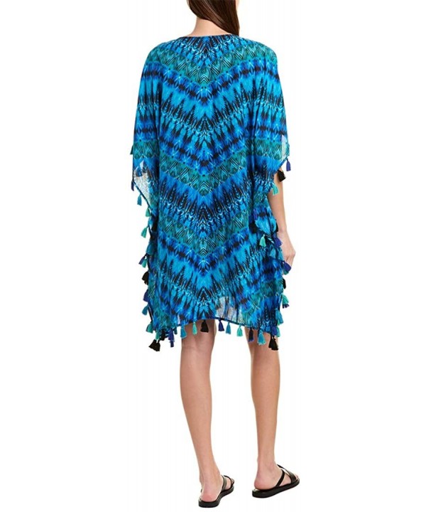 Women's Cabana Chic Caftan Swimsuit Coverup Dress - Blue - CX18IDXQXIE $15.90-Cover-Ups