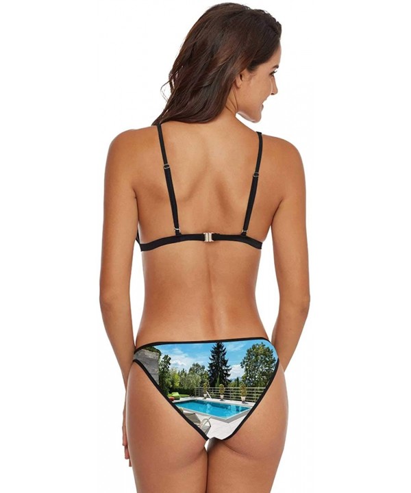 Beautiful House-Women's Bikini Set V NeckUp Two Piece Swimsuits Swimming Pool View from The Veranda - Multi 01 - C5199I32E8A ...