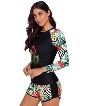 Women Bikini Swimwear Long Sleeve Crop Shirt Top Thong Bottom Swimsuit Beach Bathing Suit - A-green - CG196T5RZ8Z $21.04-Racing