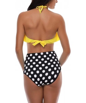 Women Two Pieces Swimsuit Ruffle Swimwear Kids Girls Bikini Bathing Suit Mommy and Me Matching Family Beachwear Sets - Yellow...