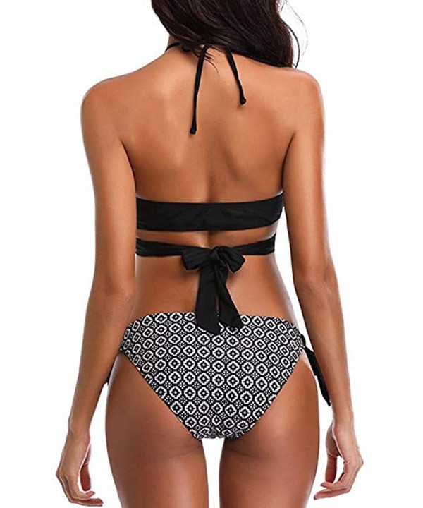 Women High Waist Bikini Push Up Bikinis Print Swimsuit Female Beachwear Swimwear - A-black - CY1962GAW8M $10.63-Cover-Ups