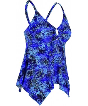 Women's Tankini Swimsuits Modest Flowy Crossback Plus Size Bathing Suit Top - Blue - C3186T285XZ $21.75-Tankinis