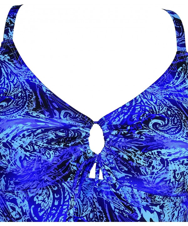 Women's Tankini Swimsuits Modest Flowy Crossback Plus Size Bathing Suit Top - Blue - C3186T285XZ $21.75-Tankinis