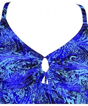 Women's Tankini Swimsuits Modest Flowy Crossback Plus Size Bathing Suit Top - Blue - C3186T285XZ $21.75-Tankinis