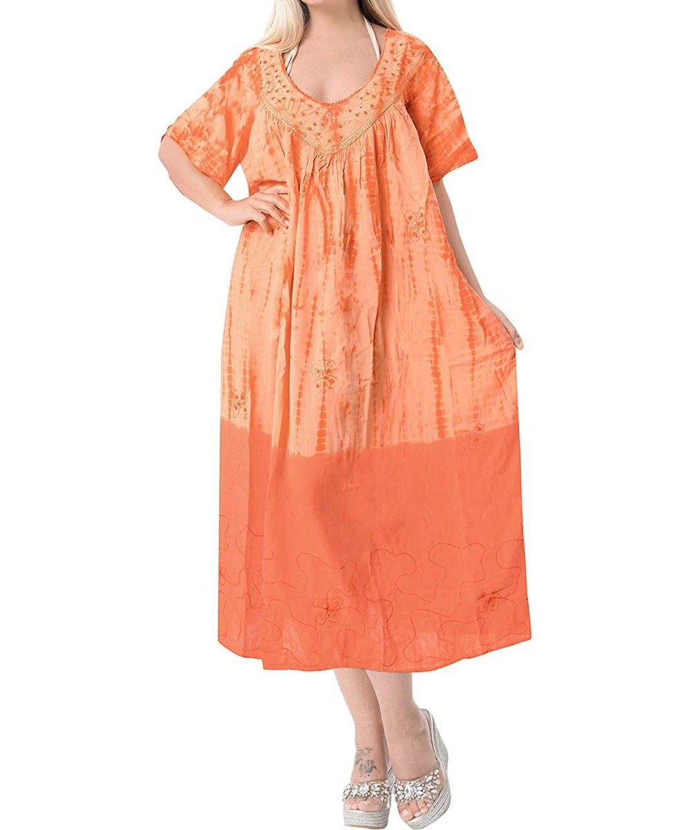 Women's Beach Dress Prom Party Cocktail Dress for Women Hand Tie Dye A - Pumpkin Orange_n129 - CB11VDALSKN $21.50-Cover-Ups