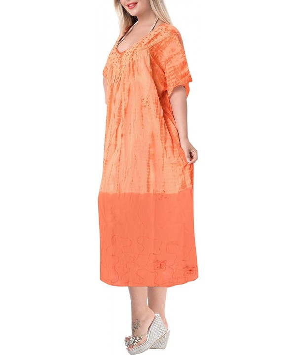 Women's Beach Dress Prom Party Cocktail Dress for Women Hand Tie Dye A - Pumpkin Orange_n129 - CB11VDALSKN $21.50-Cover-Ups