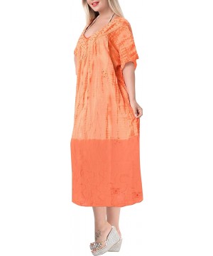 Women's Beach Dress Prom Party Cocktail Dress for Women Hand Tie Dye A - Pumpkin Orange_n129 - CB11VDALSKN $21.50-Cover-Ups