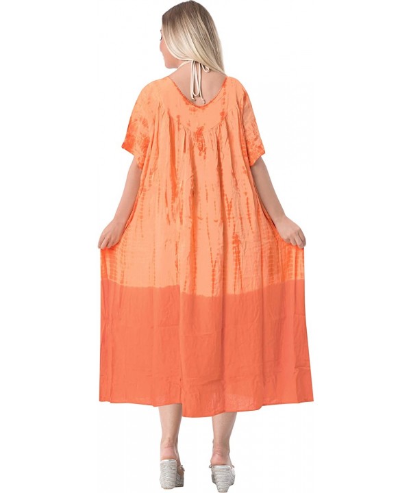 Women's Beach Dress Prom Party Cocktail Dress for Women Hand Tie Dye A - Pumpkin Orange_n129 - CB11VDALSKN $21.50-Cover-Ups