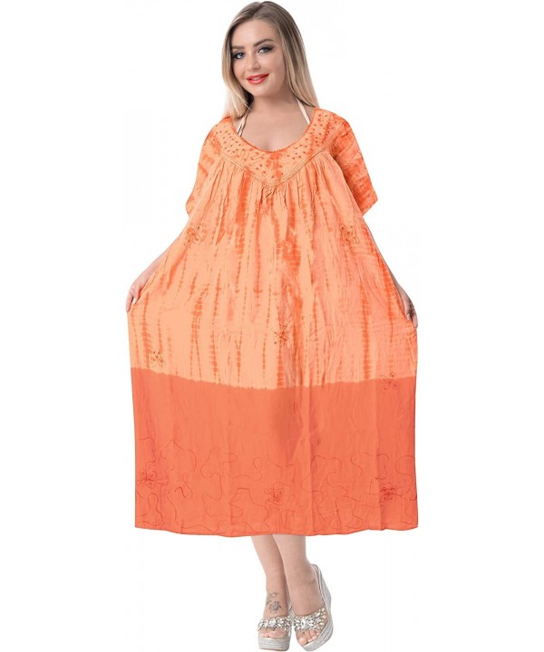 Women's Beach Dress Prom Party Cocktail Dress for Women Hand Tie Dye A - Pumpkin Orange_n129 - CB11VDALSKN $21.50-Cover-Ups