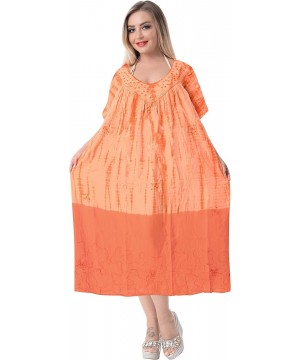 Women's Beach Dress Prom Party Cocktail Dress for Women Hand Tie Dye A - Pumpkin Orange_n129 - CB11VDALSKN $21.50-Cover-Ups