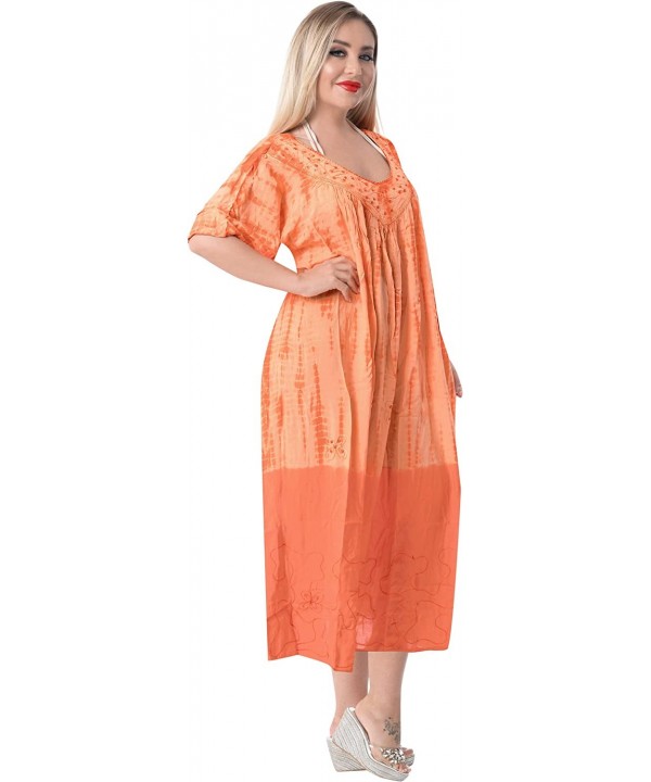 Women's Beach Dress Prom Party Cocktail Dress for Women Hand Tie Dye A - Pumpkin Orange_n129 - CB11VDALSKN $21.50-Cover-Ups