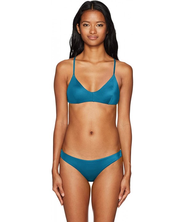 Women's Solid Cheeky Bikini Bottoms Blue S/8 - CF18EQT8WAY $42.63-Tankinis