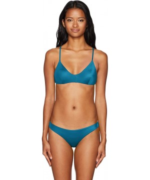 Women's Solid Cheeky Bikini Bottoms Blue S/8 - CF18EQT8WAY $42.63-Tankinis