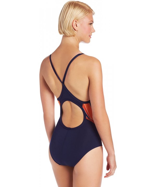 SPORT Women's Phoenix Splice DiamondFit Swimsuit - Navy/Orange - CS11EF3OQKF $37.88-Racing