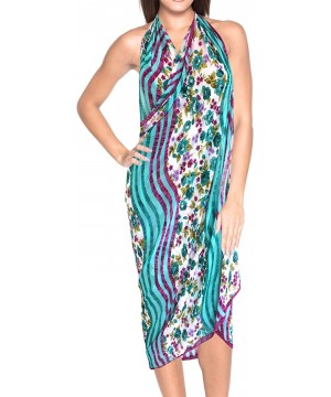 Women's Hawaii Sarongs for Women Plus Size Beach Wrap Skirt Full Long E - Teal Blue_f579 - CO1202KUXLP $12.96-Cover-Ups