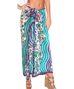 Women's Hawaii Sarongs for Women Plus Size Beach Wrap Skirt Full Long E - Teal Blue_f579 - CO1202KUXLP $12.96-Cover-Ups