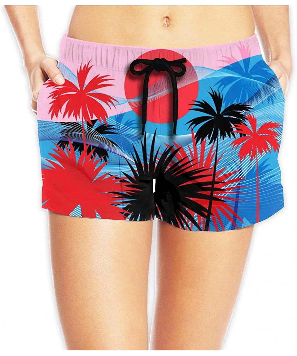 Women's Beach Board Shorts Graphics Tropical Landscape Summer Beach Swim Trunks Briefs Swimsuit - CQ18R9T5CRN $33.39-Board Sh...