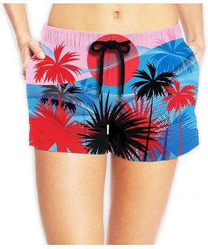 Women's Beach Board Shorts Graphics Tropical Landscape Summer Beach Swim Trunks Briefs Swimsuit - CQ18R9T5CRN $33.39-Board Sh...