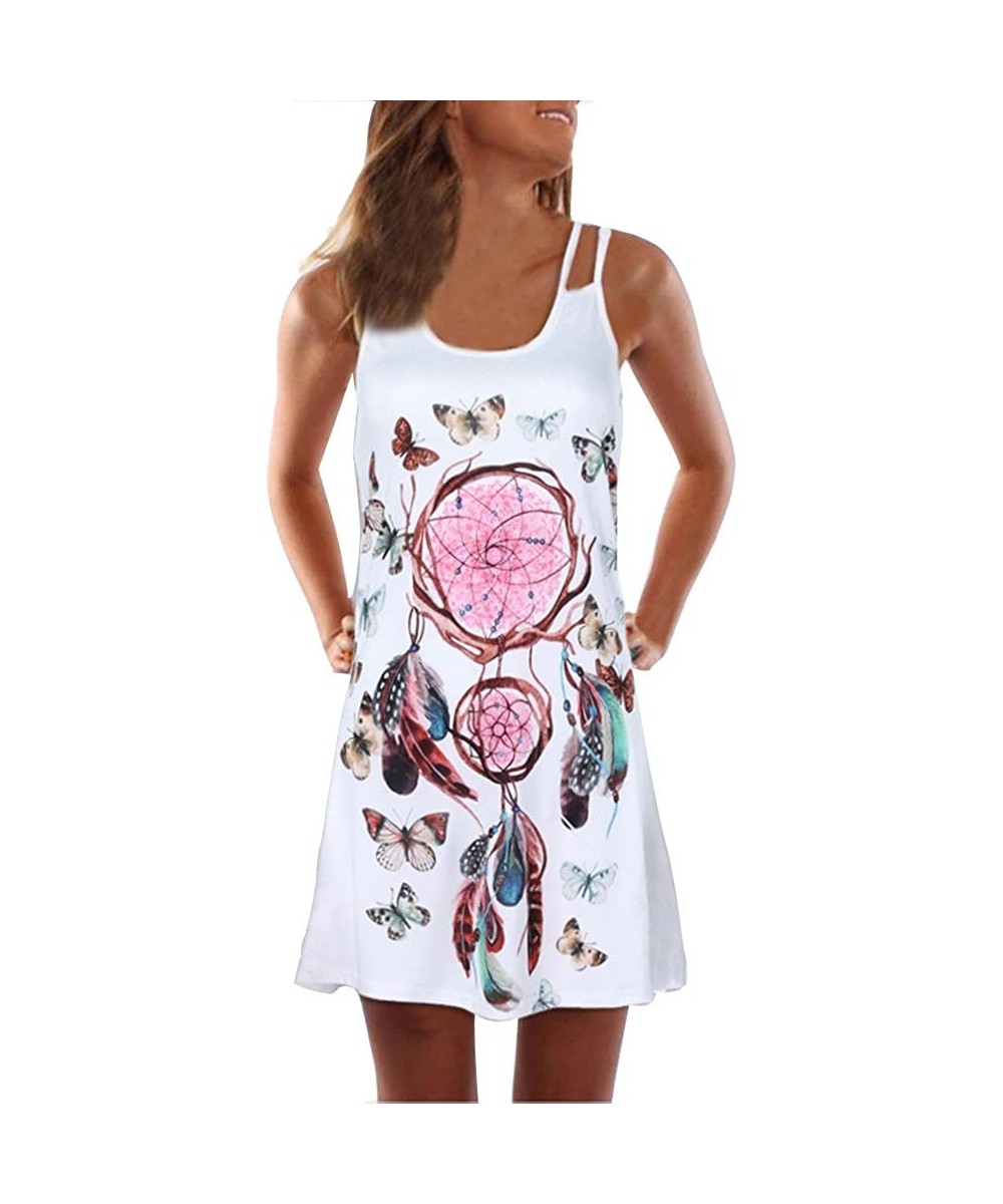 Women's Summer Sleeveless Mini Dresses Vintage 3D Floral Print A Line Beach Tank Top Dress Sundress for Women 14 - CX1974TDW7...