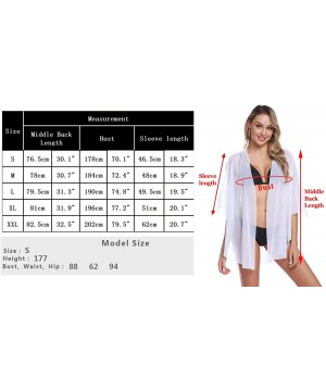 Women's Lightweight Chiffon Cover Up Sheer Kimono 3/4 Sleeve Cardigan - Dark Green - C218UDLQRCL $19.14-Cover-Ups