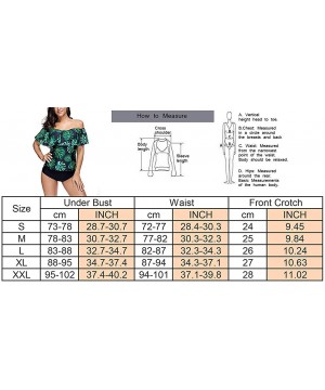 Women Bathing Suit Off Shoulder Flounce Swimsuit Leaves Printing Tankini Set Ladies Swimwear - Dark Green - C818DH6AQ27 $14.6...