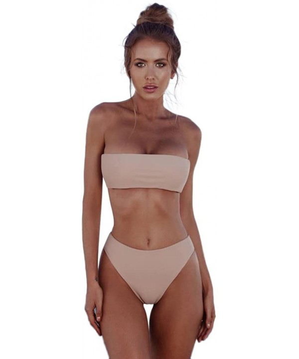 Women Bandeau Bandage Bikini Set Push-Up Brazilian Swimwear Beachwear Swimsuit - Pink - CS1908DH5WL $30.53-Sets